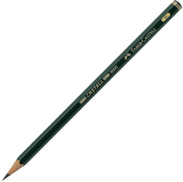 Bleistift CASTELL® 9000, Härtegrad H, Schaftform Sechskant, Schaftfarbe dunkelgrün