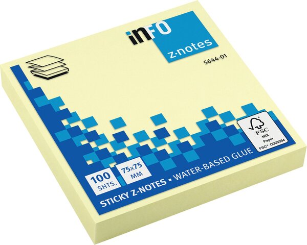 Haftnotiz Z-Note, 75 x 75 mm, gelb, 100 Blatt/Block