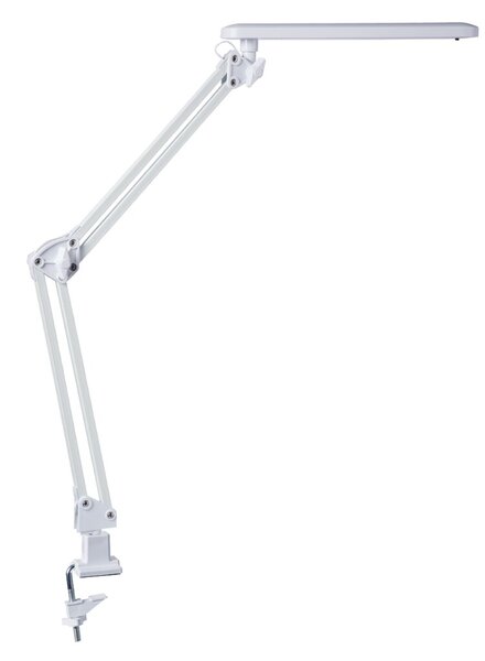 LED-Tischleuchte, weiß, Doppelgelenkarm, Klemmfuß, Lebensdauer Leuchtmittel 30.000 Stunden, 20 LEDs, 7W
