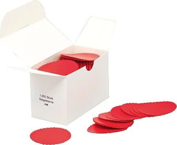 Siegelsterne Ø 51 mm, gummiert, gewellter Rand, 1000 Stück, rot