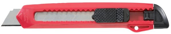 Cutter, 18 mm Klinge, Scheiberaster, Rechtshänder, Kunststoffgehäuse, rot