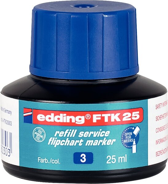 Nachfülltusche in Flasche 25 ml, für Boardmarker: edding 380,383, blau