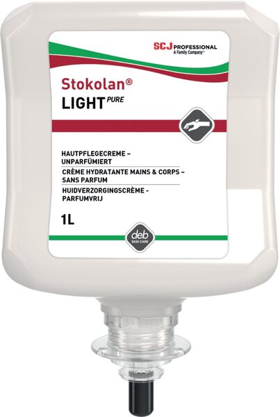 Hautpflege Stokolan Light PURE 1 Liter Kartusche, für normale Haut, für Hände, Gesicht, Ganzkörperpfleg, zieht schnell ein