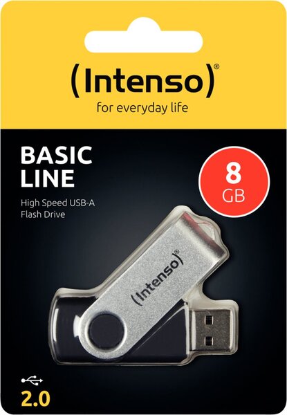 Speicherstick USB Drive 2.0, 8 GB, Basic Line, drehbarer Metallbügel zum Verschließen