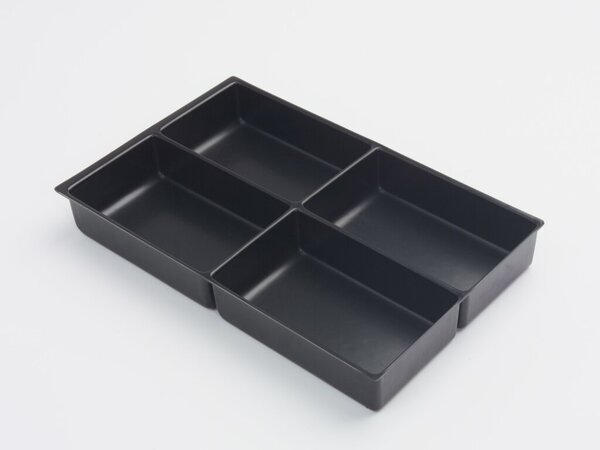 MultiDrawer™ Schubladeneinsatz A4, 4 Fächer, für A4 Schubladen H 102, 87, 51 mm, (HxBxT): 51 x 233 x 363 mm, schwarz
