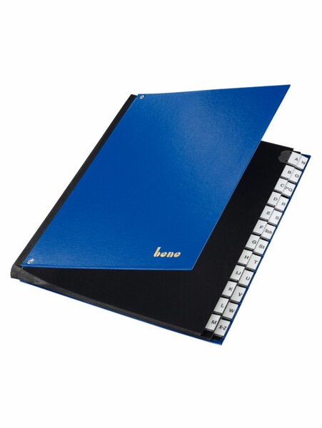 Pultordner, Tabe A-Z, 24 Fächer, blau, DIN A4, PP-Folie, dehnbarer Rücken, 265 x 355 mm