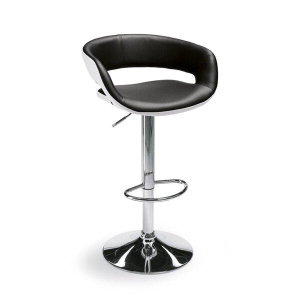Bar-/Tresenhocker Prato, hohe Standfestigkeit, integrierte Fußablage, Sitzhöhe: 590-810mm, weiß / schwarz