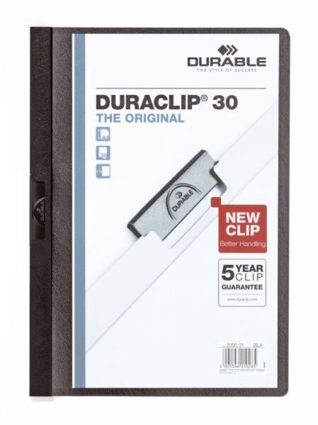 Klemmmappe DURACLIP, DIN A4, Fassungsvermögen 30 Blatt, 310 x 220 mm, schwarz