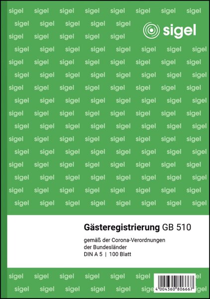 Gästeregistrierung, DIN A5, 100 Blatt