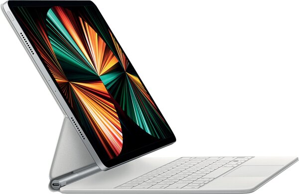 Magic Keyboard für iPad Pro, 12.9", deutsch, weiß, schützt Vorder- und Rückseite, frei schwebendes Design, magnetische Befestigung