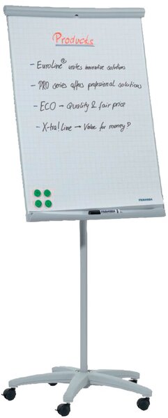 Flipchart Mobil, U-Act Tafel, magnethaftend, beschreibbar, Sternfuß mit 5 feststellbaren Rollen, 70 x 100 cm