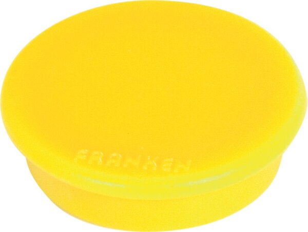 Haftmagnet, Ø 24 mm, gelb, Haftkraft 300g (bis zu 4 Blatt DIN A4 80g/qm), Packung à 10 Stück