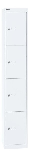 Schließfachschrank Office, 1 Abteil, 4 Fächer, abschließbar, aus Stahl, (H x B x T) 1802 x 305 x 305 mm, verkehrsweiß