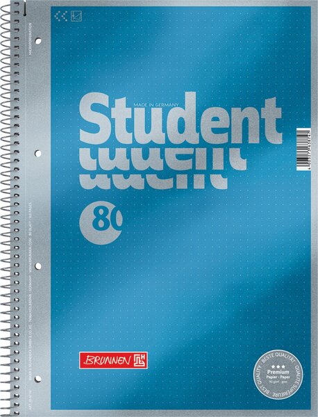 Collegeblock Premium Student, dotted, 90g/qm, 80 Blatt, DIN A4, blau