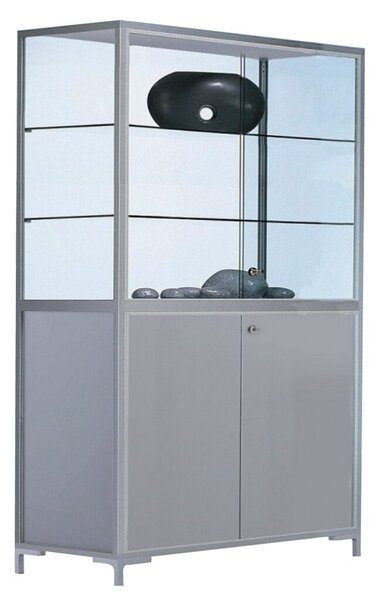 Staufachvitrine, Maße: (H x B x T) 1.860 x 1.500 x 400 mm, Dekor Silber