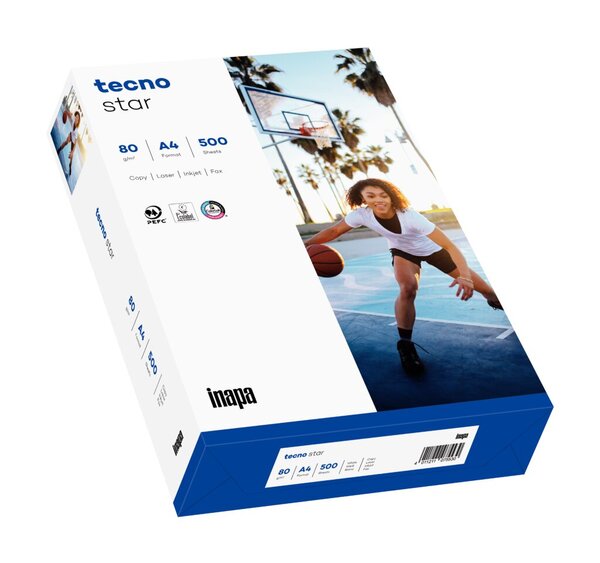 Kopierpapier tecno Star, DIN A4, 80g/qm, weiß, Weißegrad 150 CIE, Packung à 500 Blatt