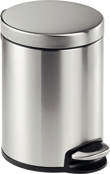 Tretabfalleimer, 5 Liter, Edelstahl, silber, (H x Ø) 290 x 205 mm, herausnehmbarer Inneneimer