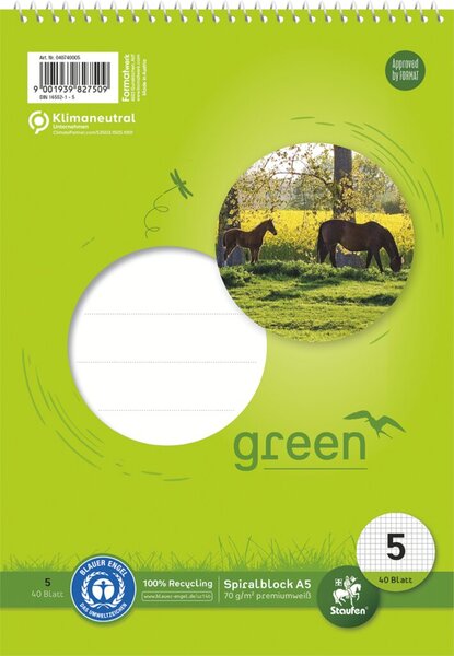 Premio Spiralblock, DIN A5, kariert, 40 Blatt, 70g/qm, Lineatur 5, 5 mm