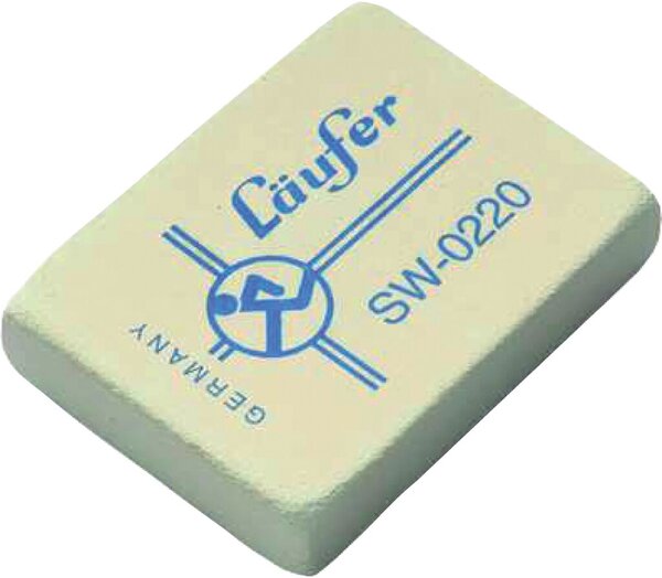 Radierer SW-0220, für Bleistifte/Farbstifte, Kautschuk, 48 x 36 x 10 mm, sehr weich, weiß
