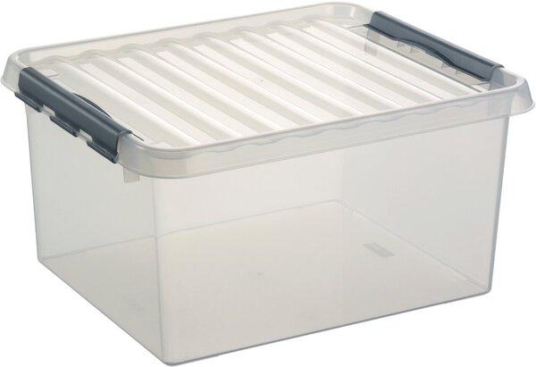 Kunststoff-Box 36 Liter, DIN A4, transparent, 500 x 400 x 260 mm, per Clip verschließbar