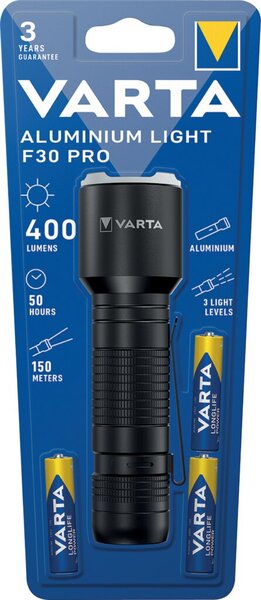 LED Taschenlampe Alu Light F30 Pro, Leuchtweite: 40m, Leuchtdauer: 50h, Lichtstärke: bis zu 400lm, inkl. 3 x AAA Batterie