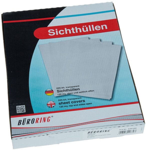 Aktenhülle DIN A4, violett, PP-Folie, 120 my, Oberfläche genarbt, 100 Hüllen