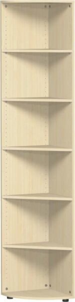 Eckabschlußregal Flex, (H x B x T) 2160 x 400 x 400 mm, 6 Ordnerhöhen, Standfüße, ahorn