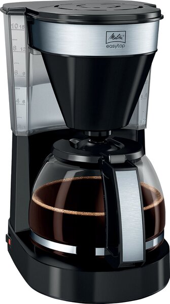 Kaffeemaschine Easy Top II, Glaskanne für bis zu 10 Tassen, Tropfstopp, spülmaschinengeeigneter Schwenkfilter, mit Edelstahlelementen, schwarz