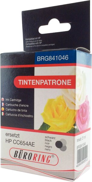 Tintenpatrone, ersetzt HP CC654AE, ca. 765 Seiten, schwarz