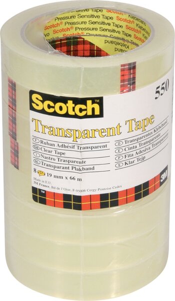 Klebefilm, 19 mm x 66 m, transparent, klar, 8 Rollen