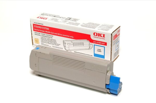 Toner 43381907, für OKI Drucker, ca. 2.000 Seiten, cyan