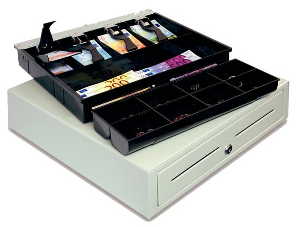 Magic Touch Geldschublade, herausnehmbarer Hartgeldeinsatz, grau