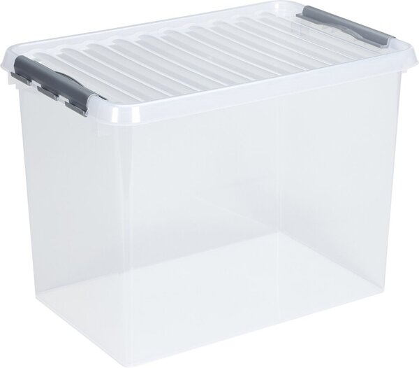 Kunststoff-Box 62 Liter, transparent, 400 x 600 x 340 mm, per Clip verschließbar