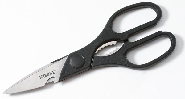 Papierschere 21 cm, Rechtshänder, schwarzer ergonomischer Kunststoffgriff, rostfreie Stahlklinge