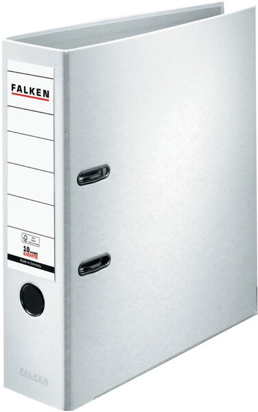 Ordner, DIN A4, PP, 80 mm, breit, auswechselbares Rückenschild, weiß