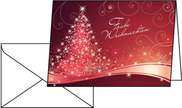 Weihnachts-Karten inkl. Umschläge, Christmas Swing, Glanzkarton, Ink/Laser/Copy, Außen hochglänzend, Innen matt, 220g/qm, A6 (A5), 25 Karten + 25 Umschläge