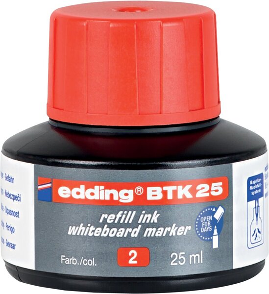Nachfülltusche in Flasche 25 ml, für Boardmarker: edding 28,29,250,360,36, rot