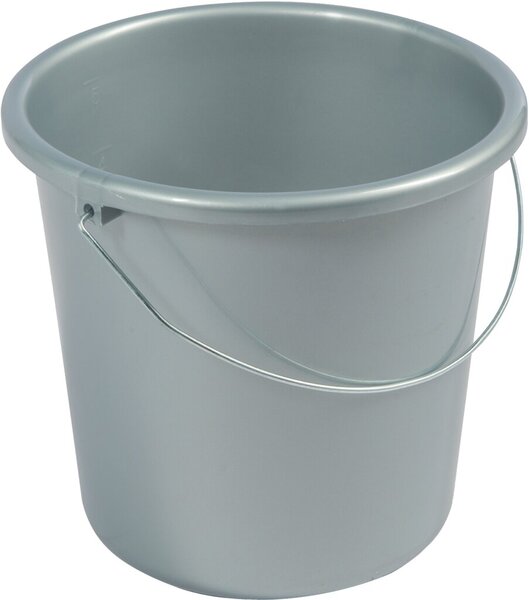Haushaltseimer, 5 Liter, silber, mit Metallbügel und Maßeinheit, Siebdruck möglich