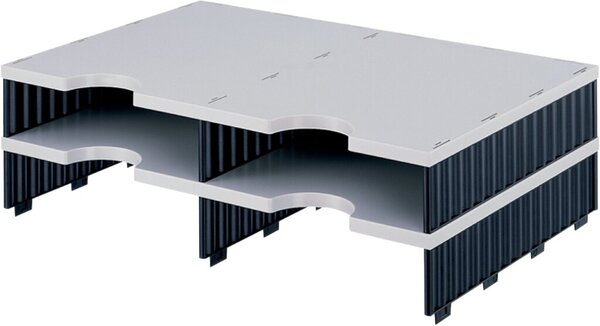 Styrodoc duo Aufbaueinheit, 4 Fächer Standard, 2 Etagen, grau/schwarz, (H x B x T) 140 x 485 x 331 mm