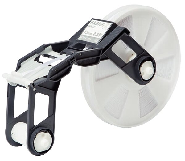 Schriftbandkassette, MC-FA1WH, 15 mm breit / 300 m lang, Textilband, weiß für Tape Creator TP-M5000N