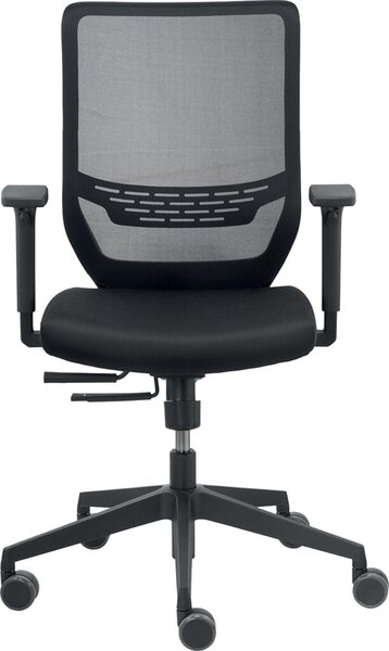 Bürodrehstuhl to-sync work mesh, Armlehnen 3-dimensional verstellbar, Rückenlehne neztbespannt schwarz, Sitz gepolstert schwarz, Fußkreuz Kunststoff schwarz, Nutzergewicht bis 125 kg
