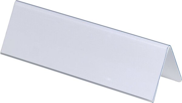 Tischnamensschild, 61/122 x 210 mm, transparent, Kunststoff, mit Einsteckschild, Packung à 25 Stück