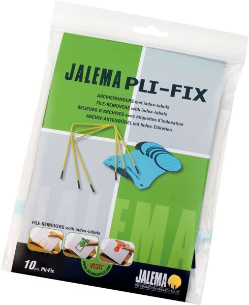 Archivbinder Pli-Fix gelb, U-förmiger Binder aus Drahtmetall, kunststoffummantelt, 10 Stück
