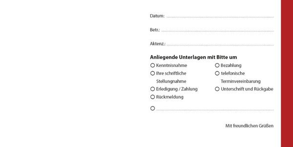 Übersendungszettel, DIN A5 quer (21 x 10,5cm)