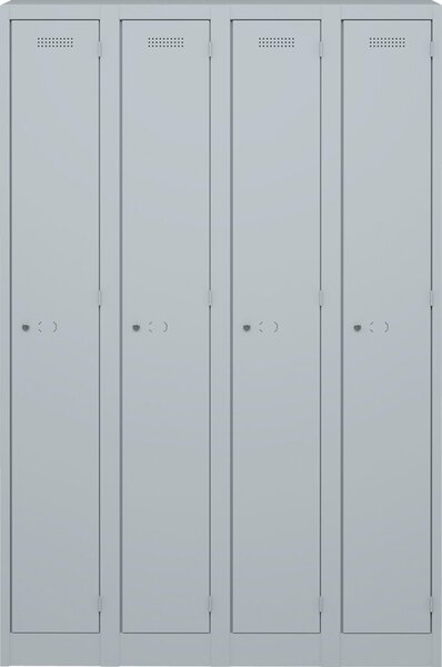 Garderobenschrank Primary, 4 Abteile, je 1 Fach, abschließbar, 1800 x 600 x 500 mm, lichtgrau