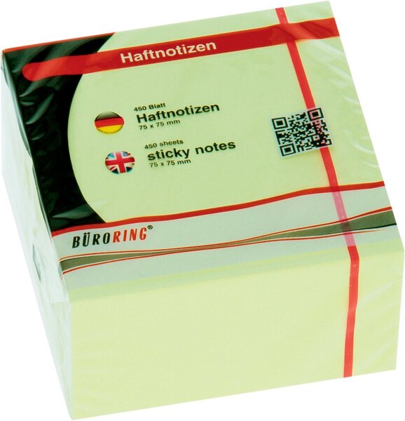 Haftnotiz-Würfel, FSC, 75 x 75 mm, pastellgelb, 450 Blatt