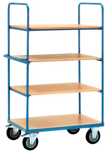 Etagenwagen, Ladefläche: 1000 mm x 600 mm, 4 Einlegeböden, mit Lenkrollen