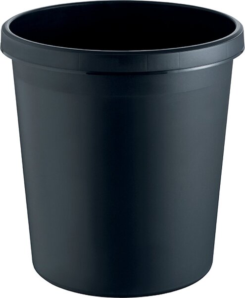Papierkorb Re-Solution, rund, 18 Liter, umlaufender Rand, mattschwarz