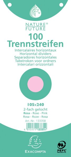Trennstreifen, Premium Qualität, 190g/qm, 105 x 240 mm, gelocht, 100 Stück, rosa
