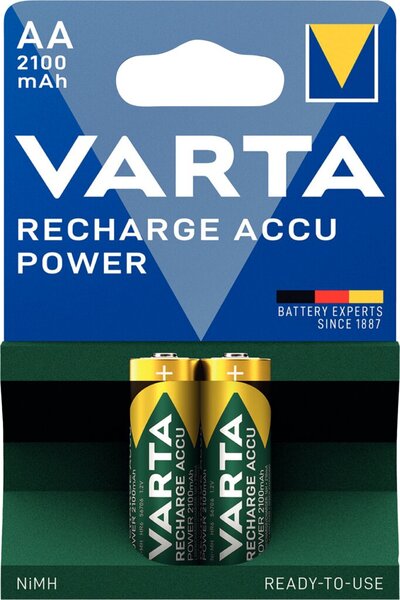 Akku NiMH, Mignon AA, Recharge Power, vorgeladen, HR06, 1.2V, 2100mAh, 2 Akkus